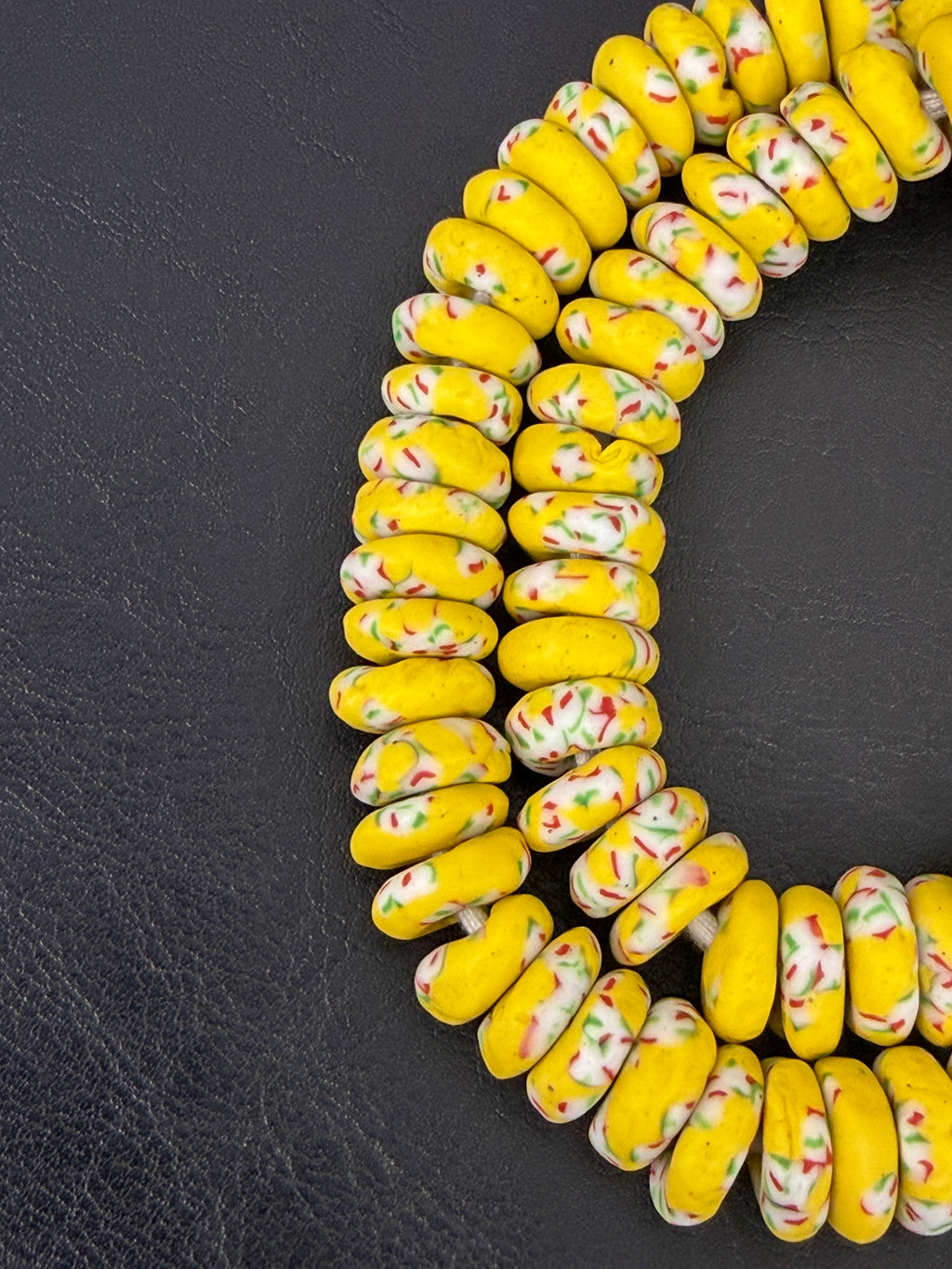 Sunlit Confetti Fused Krobo Rondelle Recycled Glass Beads | Handmade African Glass Beads | Aadampo African Beads