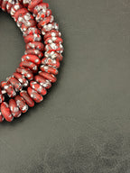 Authentic Garnet Red Fused Krobo Rondelle Beads | Handmade Recycled Glass Beads | Ghana