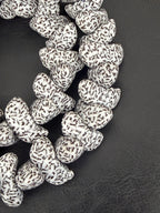XL Ivory & Espresso Confetti Canoe-Shaped Krobo Powdered Glass Beads | Handmade Recycled Glass Beads from Ghana | Large Hole African Designer Beads