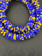 Authentic Royal Blue Fused Krobo Rondelle Glass Beads for Jewelry Designers | Ghana Artisan Collection