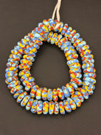 Authentic Ghana Fused Krobo Rondelle Beads – Powder Blue, Golden Yellow & Terracotta Recycled Glass Beads