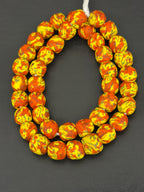 Authentic Fused Krobo Recycled Glass Beads 12–14mm | Yellow Orange African Beads | Handmade in Ghana