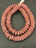 Handcrafted Coral & Black African Saucer Glass Beads from Ghana | Sustainable African Glass Beads