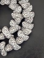 XL Ivory & Espresso Confetti Canoe-Shaped Krobo Powdered Glass Beads | Handmade Recycled Glass Beads from Ghana | Large Hole African Designer Beads