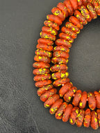 Designer Fused Krobo Rondelle Recycled Glass Beads | Authentic Ghana African Glass Beads | Jewelry Making Supplies