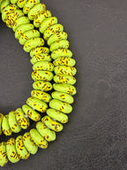 Refractured Krobo Rondelle Recycled Glass Beads | Lime Green Ghana Glass Beads | Authentic African Designer Jewelry Supplies