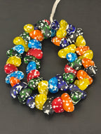 XL Multicolor Canoe-Shaped Krobo Powdered Glass Beads – Rainbow Mosaic African Recycled Glass Beads | Handmade Ghana Glass Beads | Statement Jewelry Beads Strand