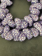 XL Patriotic Mosaic Canoe-Shaped Krobo Powdered Glass Beads – Red White Blue Patterned African Recycled Glass Beads | Handmade Ghana Glass Beads | Statement Jewelry Beads Strand