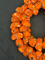 XL Tangerine Orange Confetti Canoe-Shaped Krobo Powdered Glass Beads | Handmade Recycled Glass Beads from Ghana | Large Hole African Designer Beads