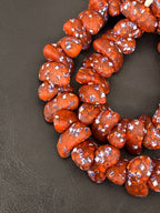 XL Burnt Orange Confetti Canoe-Shaped Krobo Powdered Glass Beads | Handmade Recycled Glass Beads from Ghana | Large Hole African Statement Beads