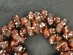 XL Cocoa Ember Canoe-Shaped Krobo Powdered Glass Beads | Brown, Rust & Ivory Recycled Glass Beads | Handmade African Beads from Ghana