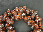 XL Cocoa Ember Canoe-Shaped Krobo Powdered Glass Beads | Brown, Rust & Ivory Recycled Glass Beads | Handmade African Beads from Ghana