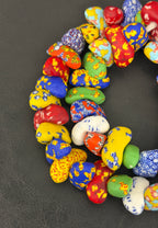 XL Designer Mix Canoe-Shaped Krobo Powdered Glass Beads | Assorted Multicolor Recycled Glass Beads | Handmade African Beads from Ghana