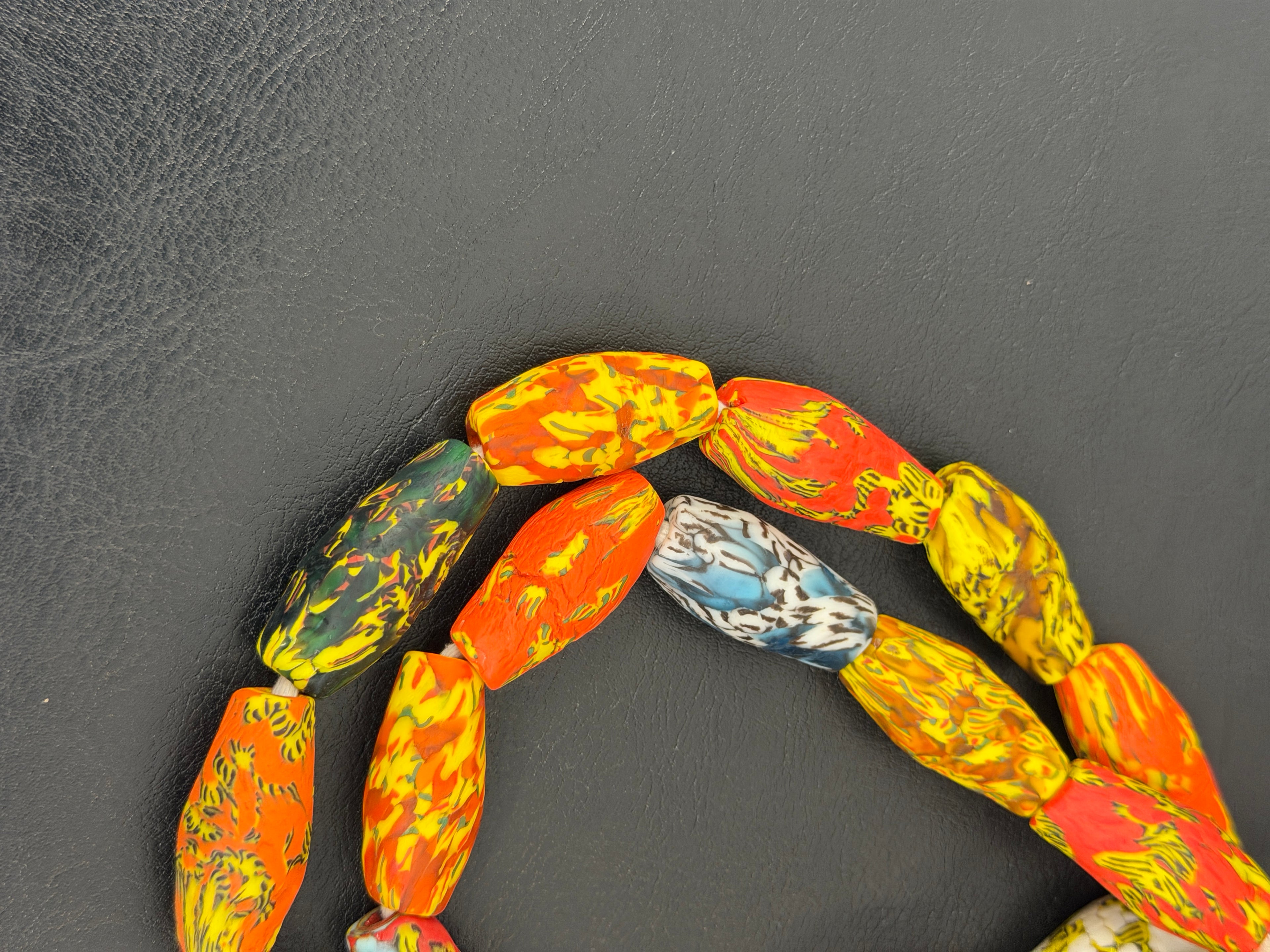 Multicolor XL Fused Krobo Recycled Glass Beads, Handmade African Glass Beads, Ghana Statement Jewelry Supplies
