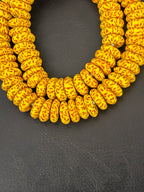 Fused Krobo Rondelle Recycled Glass Beads | Golden Yellow Ghana Glass Beads | Authentic African Jewelry Supplies