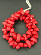 XL Ruby Red Canoe-Shaped Krobo Powdered Glass Beads | Large Hole Recycled Glass Beads | Handmade African Beads from Ghana