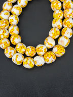 Authentic Fused Krobo Recycled Glass Beads 12–14mm | Ivory Yellow African Beads | Handmade in Ghana