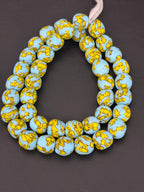 Skyfire Fused Krobo Recycled Glass Beads 12–14mm | Handmade African Glass Beads from Ghana | 44 Beads Per Strand