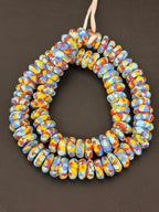 Authentic Ghana Fused Krobo Rondelle Beads – Powder Blue, Golden Yellow & Terracotta Recycled Glass Beads