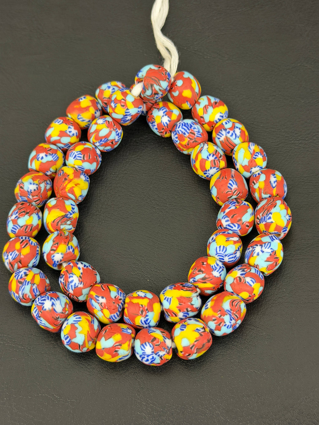 Fused Krobo Recycled Glass Beads 12–14mm | Handmade African Glass Beads from Ghana | Sustainable Designer Jewelry Beads