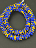 Royal Blue Organic Rondelle handcrafted Ghanaian recycled glass beads