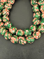 Authentic Fused Krobo Recycled Glass Beads 12–14mm | Green African Glass Beads | Handmade in Ghana