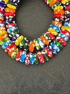 Authentic Multicolor Fused Krobo Rondelle Glass Beads | Handcrafted Ghana Designer Collection