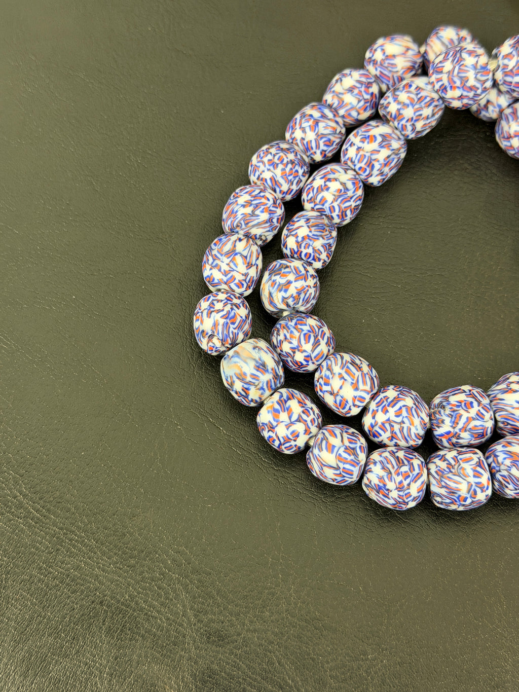 Authentic Mosaic Fused Krobo Recycled Glass Beads | Handmade Ghana African Glass Beads | 12–14mm