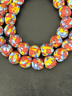 Fused Krobo Recycled Glass Beads 12–14mm | Handmade African Glass Beads from Ghana | Sustainable Designer Jewelry Beads