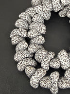 XL Ivory & Espresso Confetti Canoe-Shaped Krobo Powdered Glass Beads | Handmade Recycled Glass Beads from Ghana | Large Hole African Designer Beads