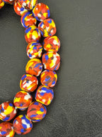 Authentic Fused Krobo Recycled Glass Beads 12–14mm | Multicolor African Glass Beads | Handmade in Ghana