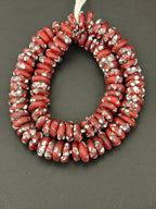 Authentic Garnet Red Fused Krobo Rondelle Beads | Handmade Recycled Glass Beads | Ghana
