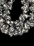 XL Black & White Canoe-Shaped Krobo Powdered Glass Beads – African Recycled Glass Statement Beads | Handmade Ghana Glass Beads | Designer Jewelry Making Strand
