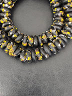 Midnight Heritage Fused Krobo Rondelle Recycled Glass Beads | Handmade Ghana African Glass Beads | 95–99 Beads per Strand