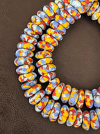 Authentic Ghana Fused Krobo Rondelle Beads – Powder Blue, Golden Yellow & Terracotta Recycled Glass Beads