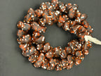 XL Cocoa Ember Canoe-Shaped Krobo Powdered Glass Beads | Brown, Rust & Ivory Recycled Glass Beads | Handmade African Beads from Ghana