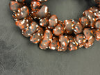 XL Cocoa Ember Canoe-Shaped Krobo Powdered Glass Beads | Brown, Rust & Ivory Recycled Glass Beads | Handmade African Beads from Ghana