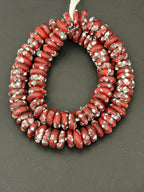 Golden Yellow Organic Rondelle handcrafted Ghanaian recycled glass beads