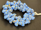 XL Sky Blue Confetti Canoe-Shaped Krobo Powdered Glass Beads | Handmade Recycled Glass Beads from Ghana | Large Hole African Statement Beads