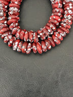 Authentic Garnet Red Fused Krobo Rondelle Beads | Handmade Recycled Glass Beads | Ghana