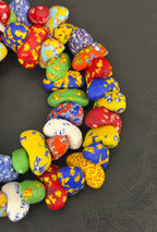 XL Designer Mix Canoe-Shaped Krobo Powdered Glass Beads | Assorted Multicolor Recycled Glass Beads | Handmade African Beads from Ghana