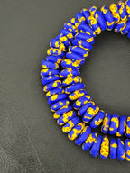 Authentic Royal Blue Fused Krobo Rondelle Glass Beads for Jewelry Designers | Ghana Artisan Collection