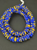 Authentic Royal Blue Fused Krobo Rondelle Glass Beads for Jewelry Designers | Ghana Artisan Collection
