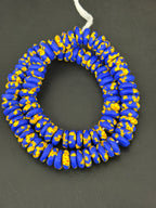Royal Blue Hand-Painted Krobo Rondelle Glass Beads & Sunshine Yellow Pocket Glass Beads | Handmade in Ghana