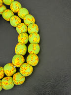 Authentic Fused Krobo Recycled Glass Beads 12–14mm | Green African Glass Beads | Handmade in Ghana