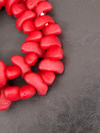 XL Ruby Red Canoe-Shaped Krobo Powdered Glass Beads | Large Hole Recycled Glass Beads | Handmade African Beads from Ghana