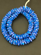 Blue & White African Glass Bead Bundle: Hand-Painted Krobo Rondelle and White Pocket Beads from Ghana