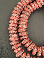 Handcrafted Coral & Black African Saucer Glass Beads from Ghana | Sustainable African Glass Beads