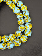 Skyfire Fused Krobo Recycled Glass Beads 12–14mm | Handmade African Glass Beads from Ghana | 44 Beads Per Strand