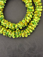 Fused Krobo Rondelle Recycled Glass Beads | Lime Green Ghana Glass Beads | Authentic African Designer Jewelry Supplies